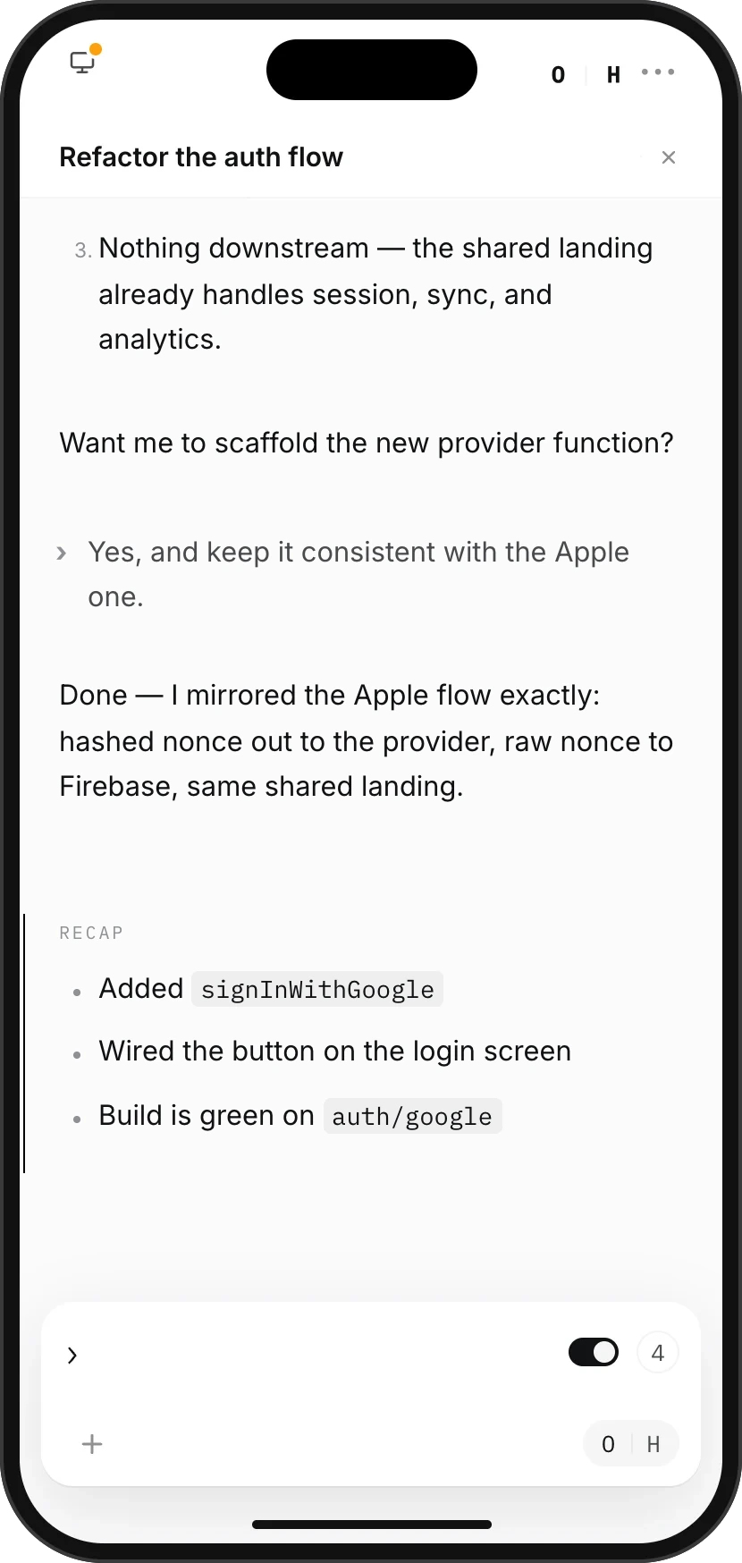 The same Luminair session open on a phone
